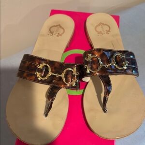 C Wonder Brown Sandals with Gold Details